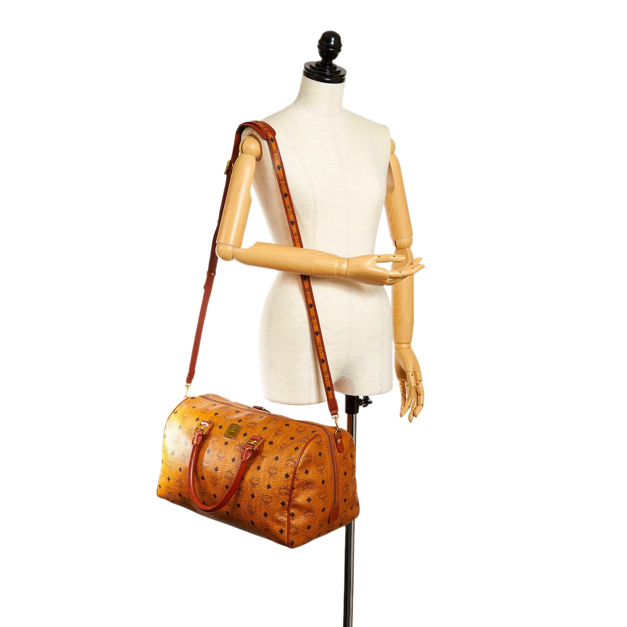 MCM Visetos Leather Boston Bag (SHG-33382)