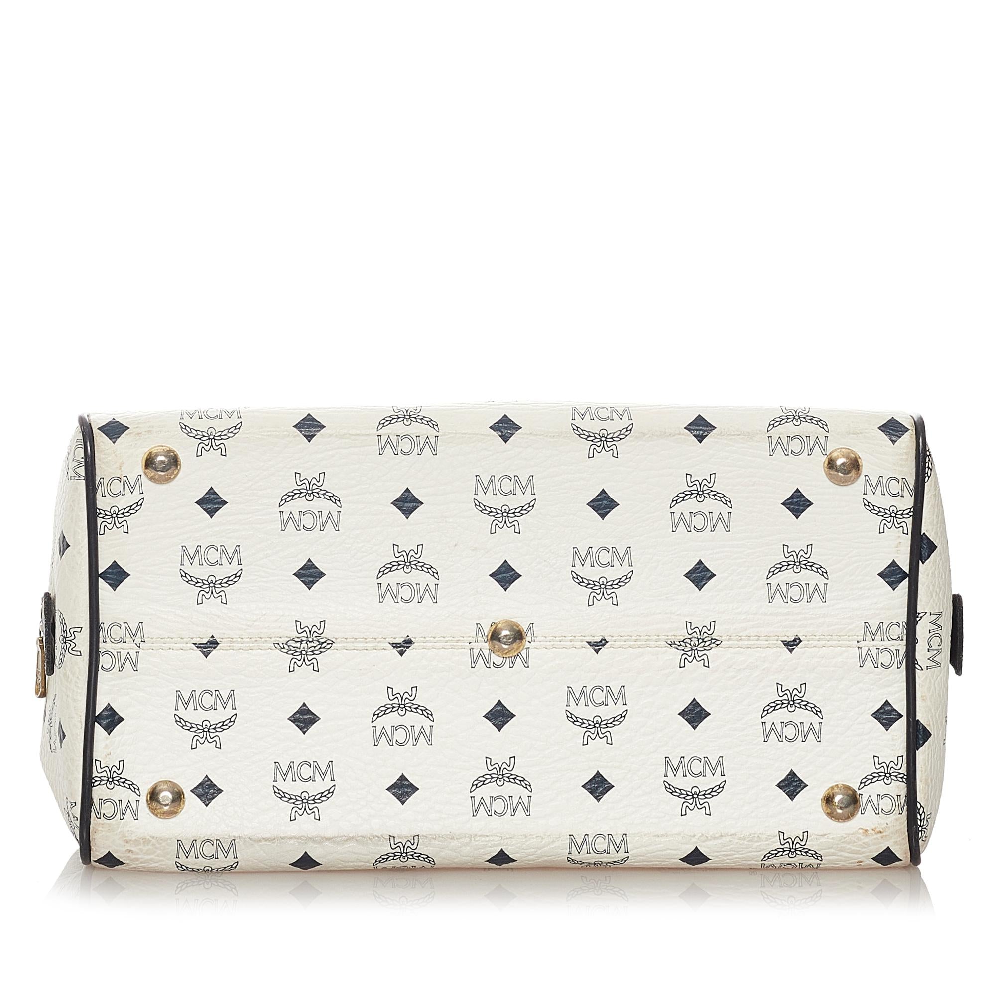 MCM Visetos Leather Boston Bag (SHG-33861)