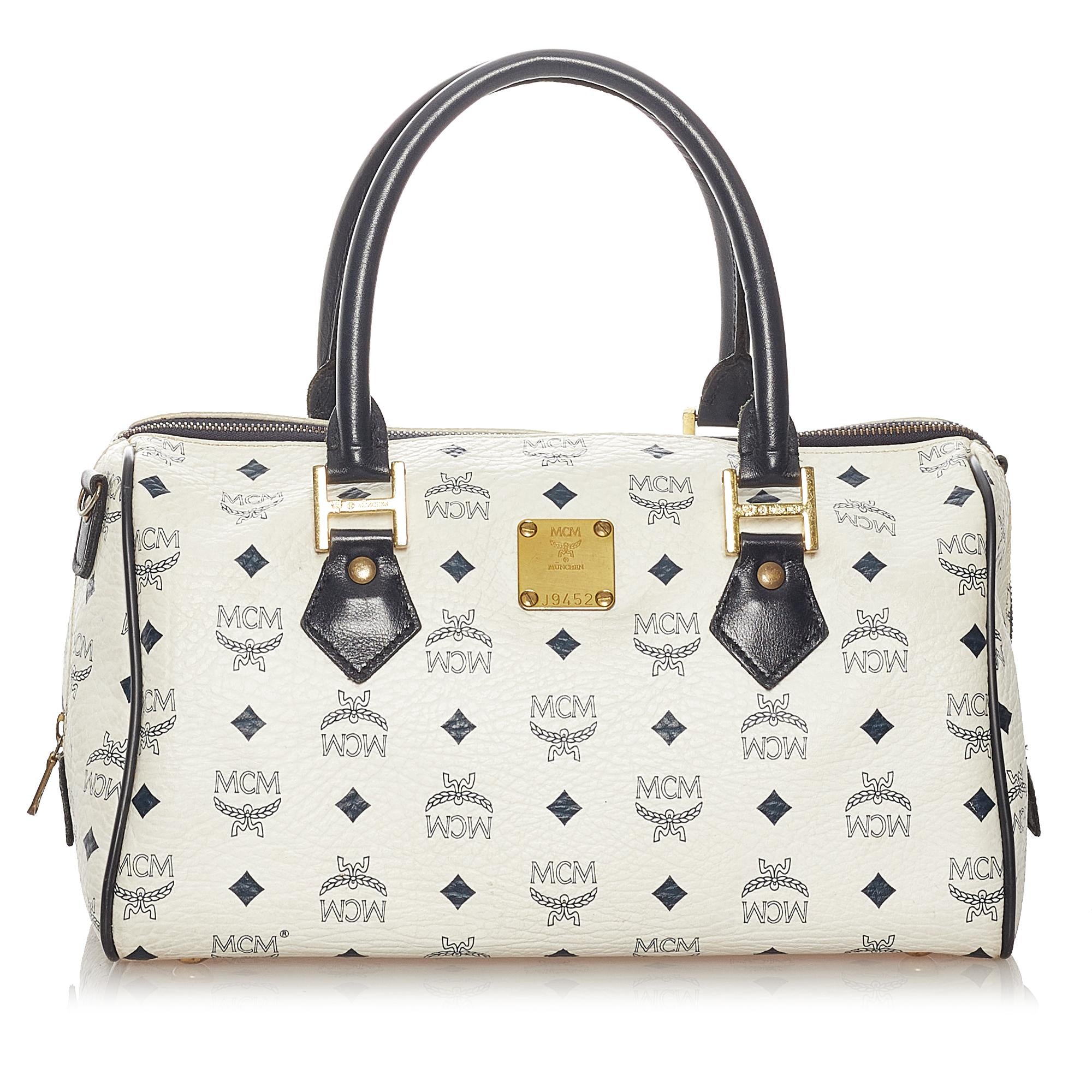 MCM Visetos Leather Boston Bag (SHG-33861)