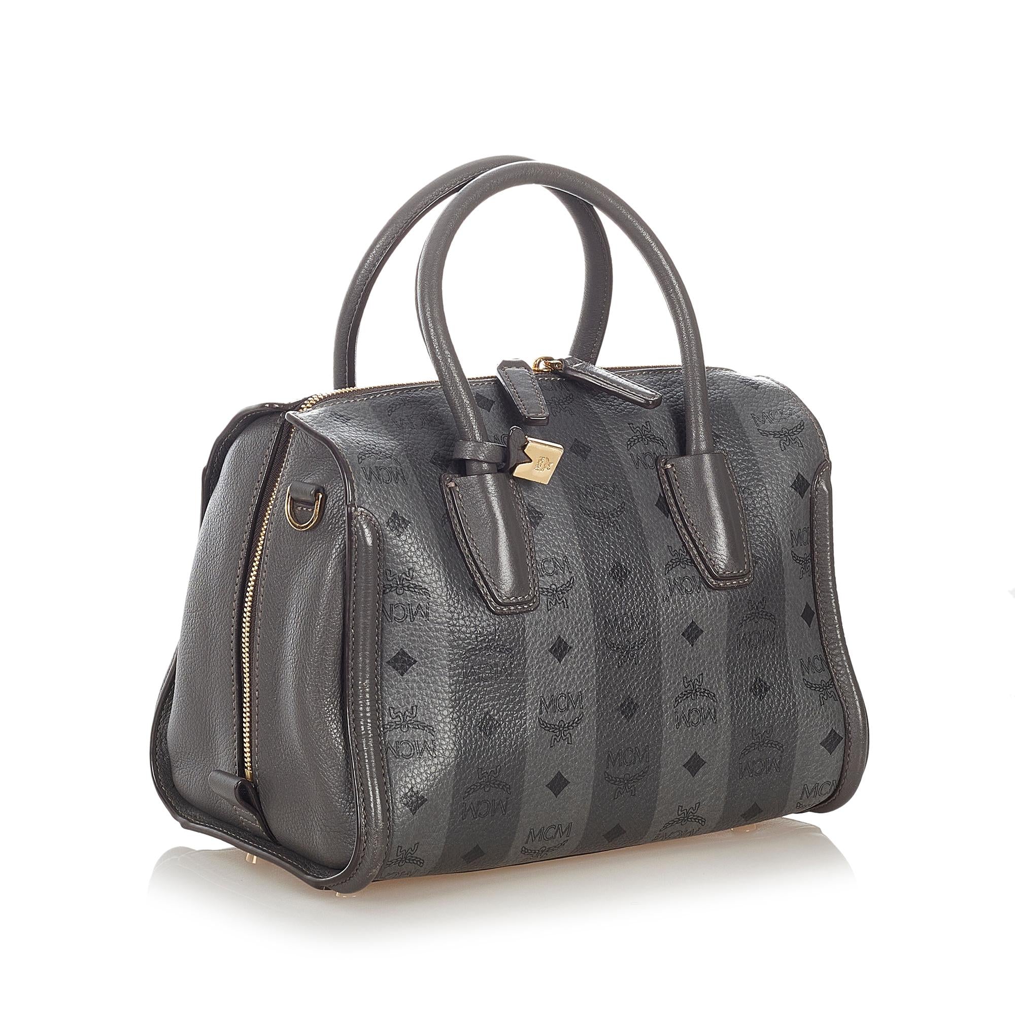MCM Visetos Leather Boston Bag (SHG-33867)