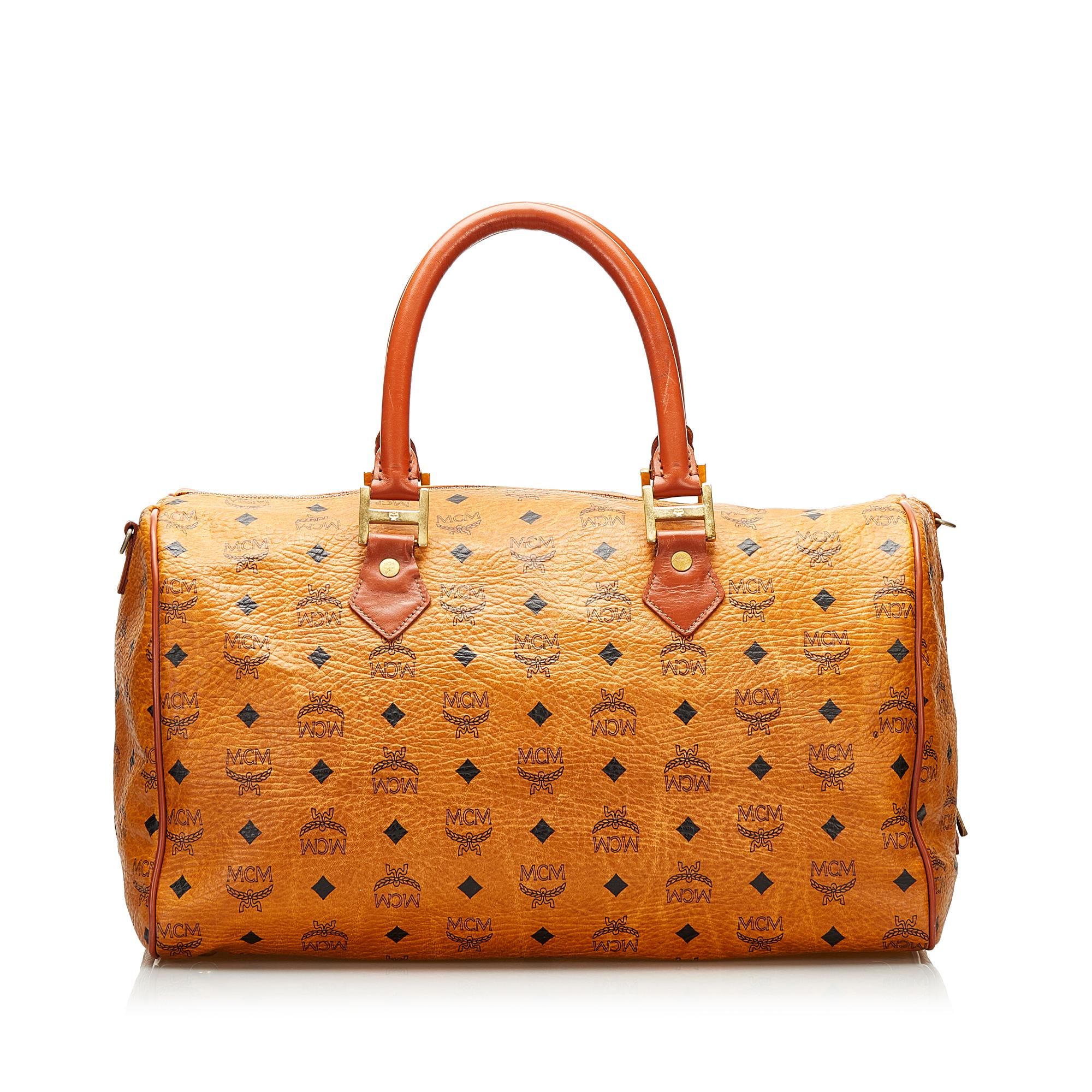 MCM Visetos Leather Boston Bag (SHG-35797)