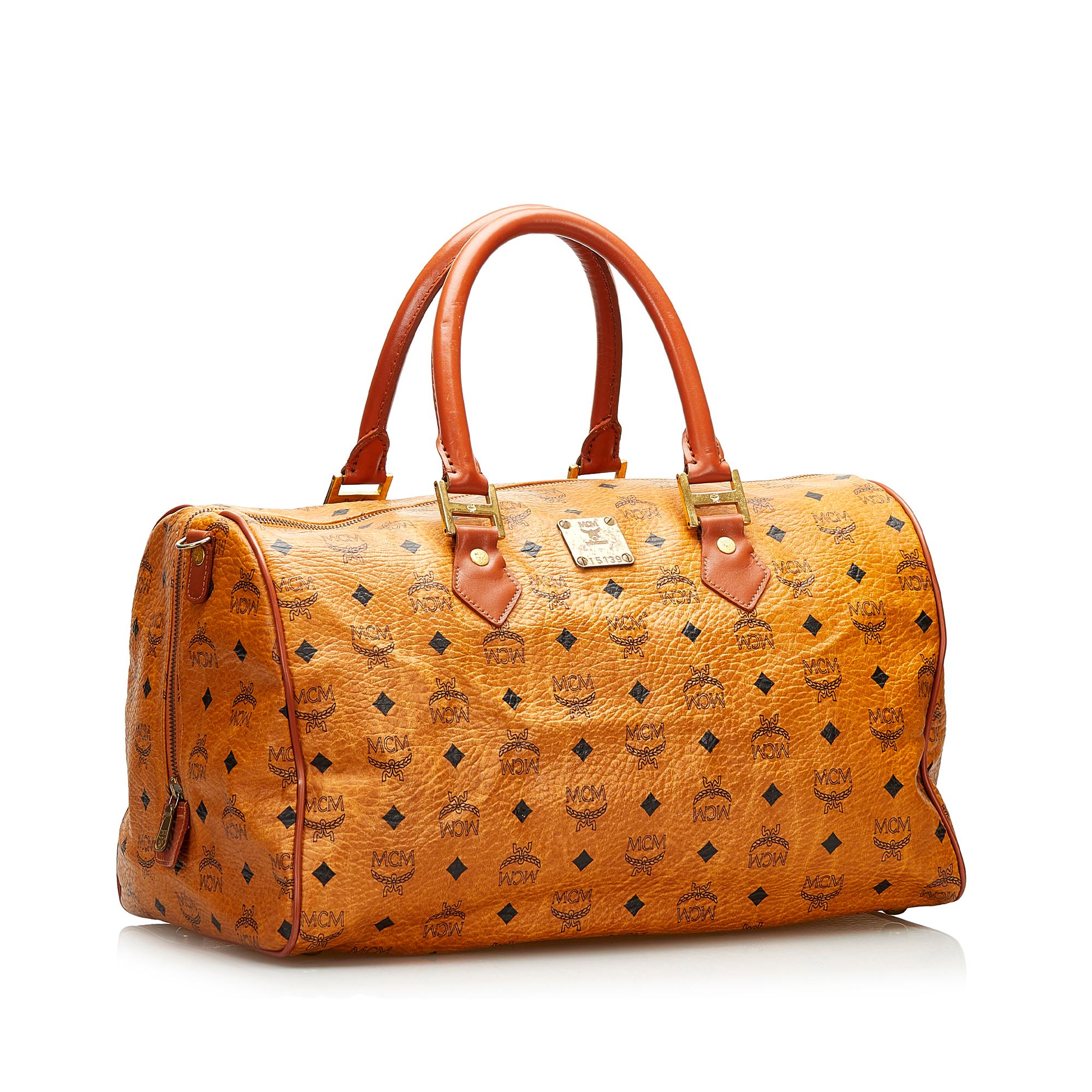 MCM Visetos Leather Boston Bag (SHG-35797)