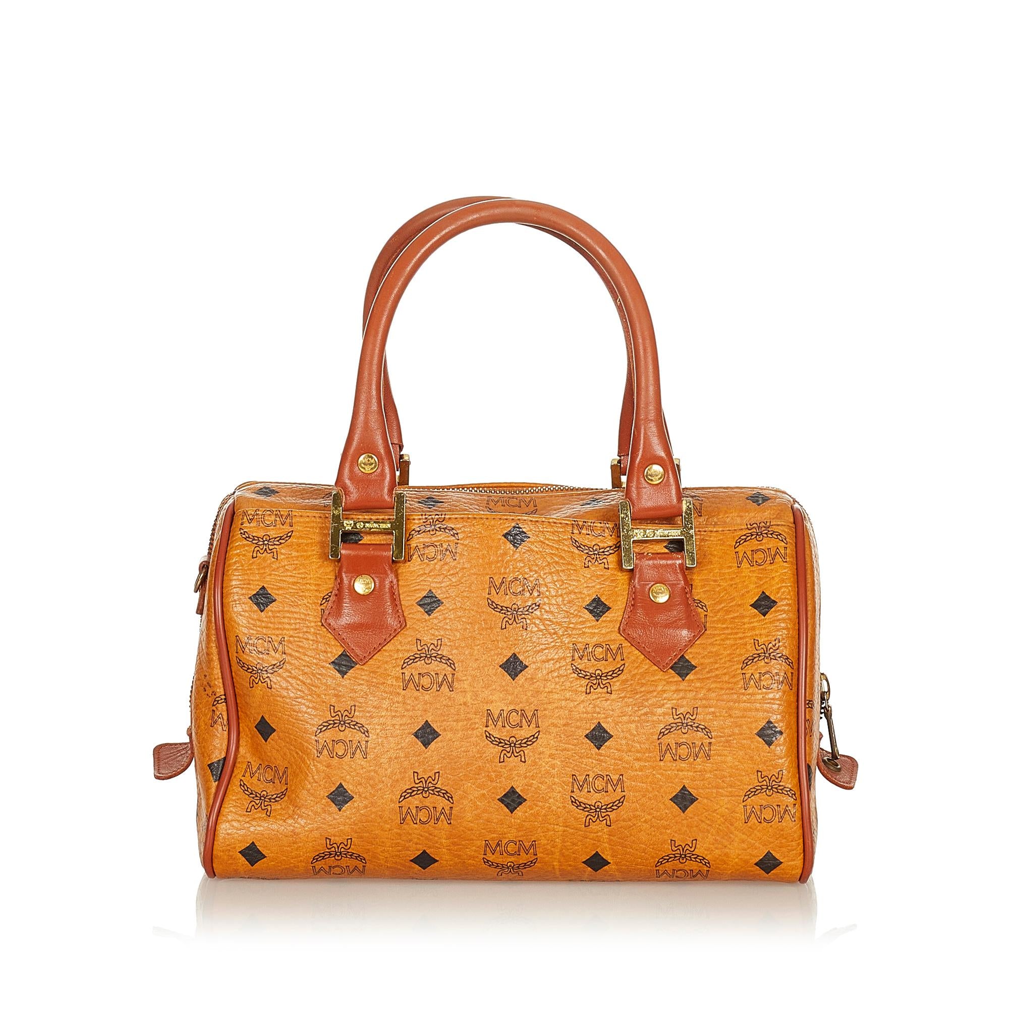 MCM Visetos Leather Boston (SHG-26987)
