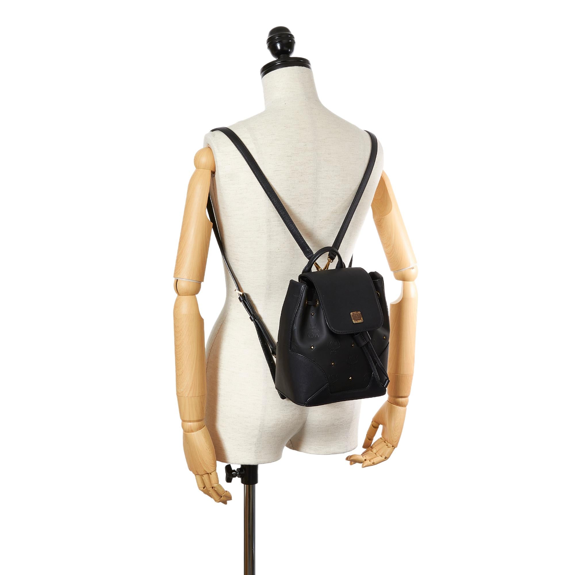 MCM Visetos Leather Drawstring Backpack (SHG-24479)