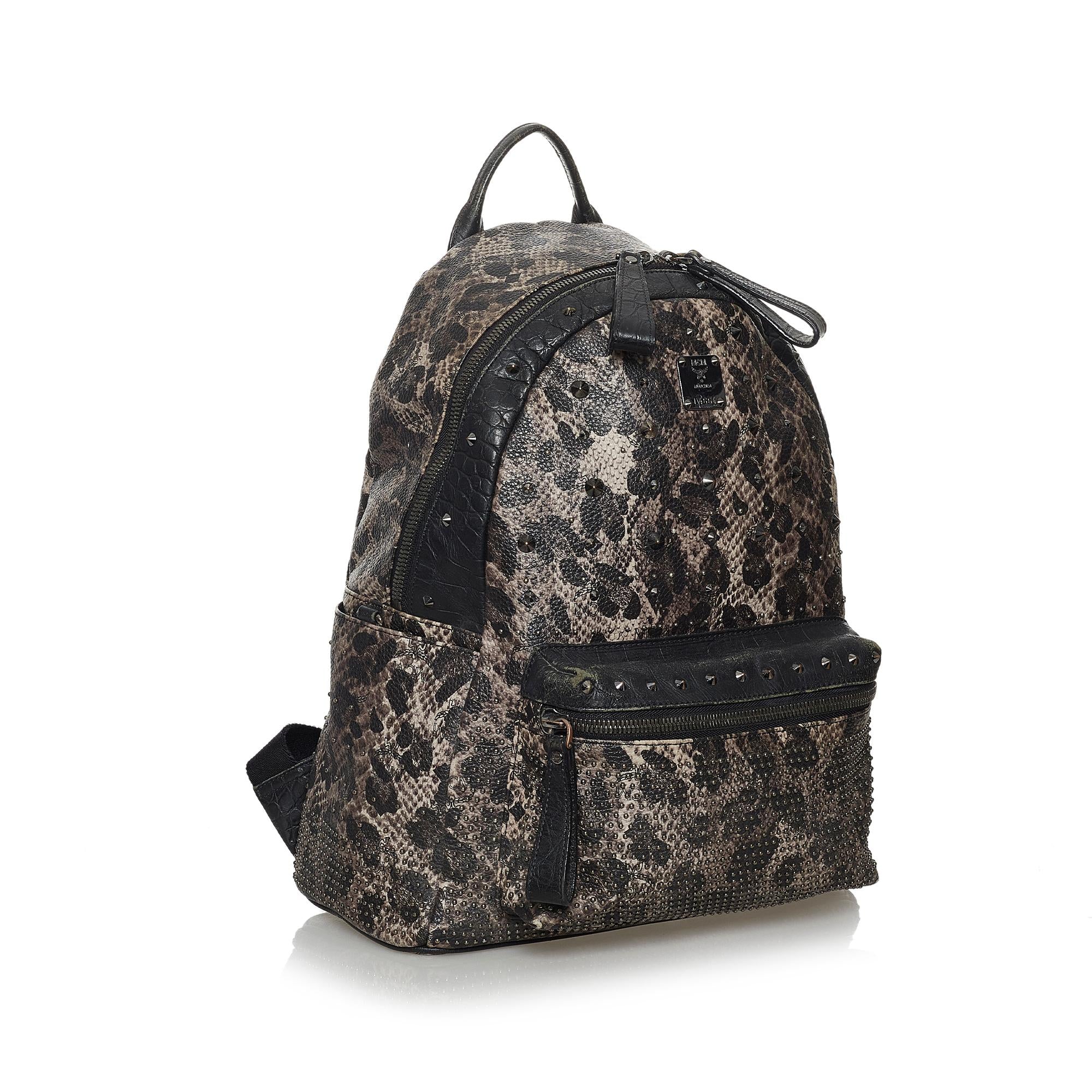 MCM Visetos Leopard Print Leather Backpack (SHG-37483)