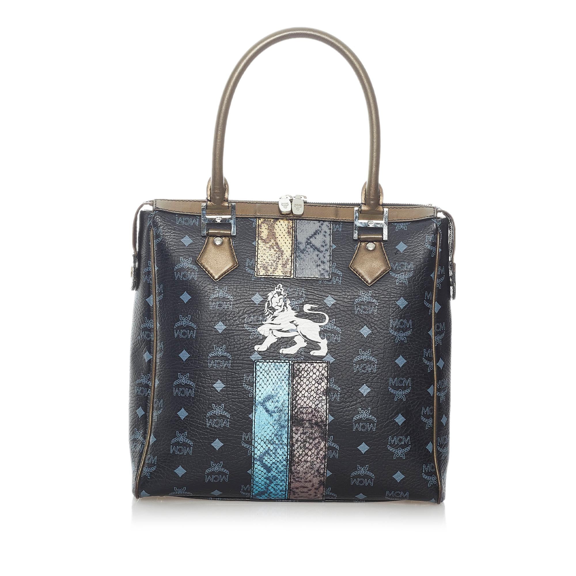 MCM Visetos Lion Princess Leather Tote Bag (SHG-31346)