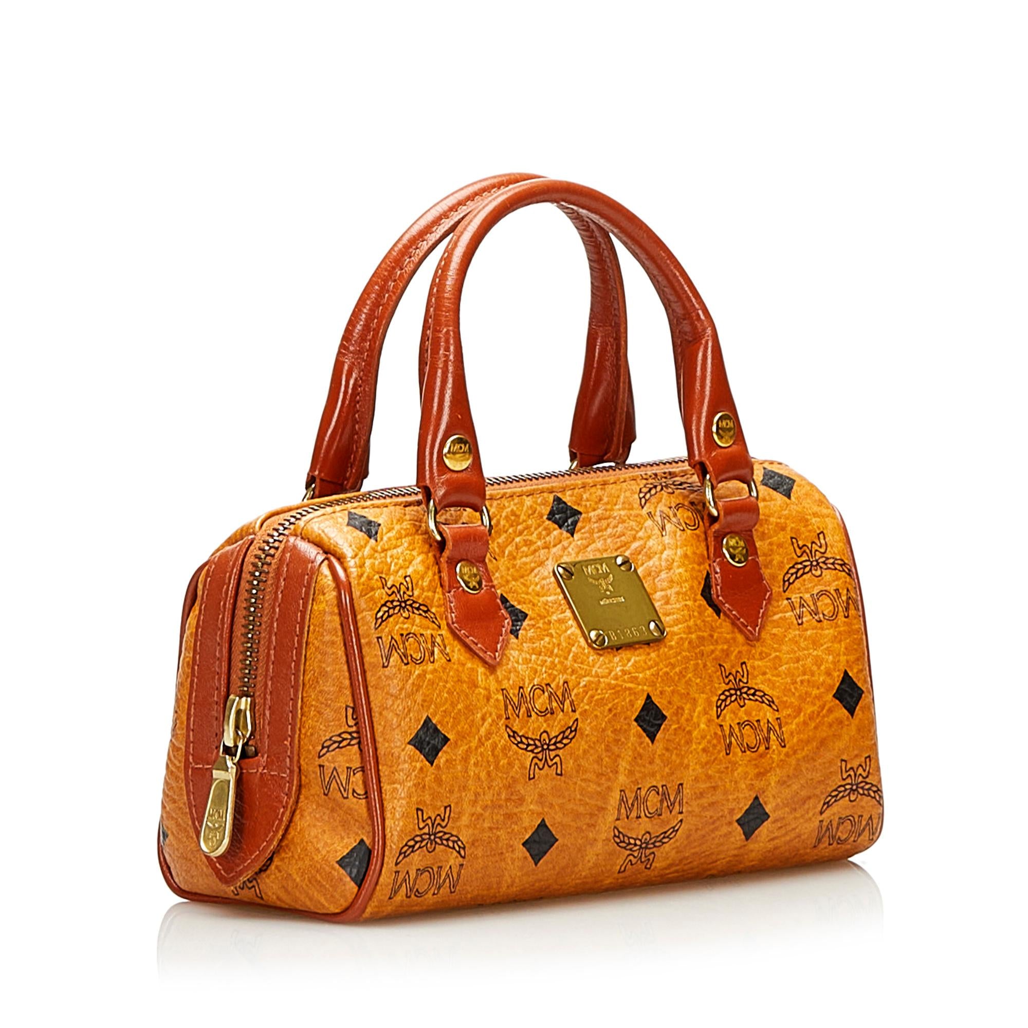 MCM Visetos Mini Boston Bag (SHG-36035)