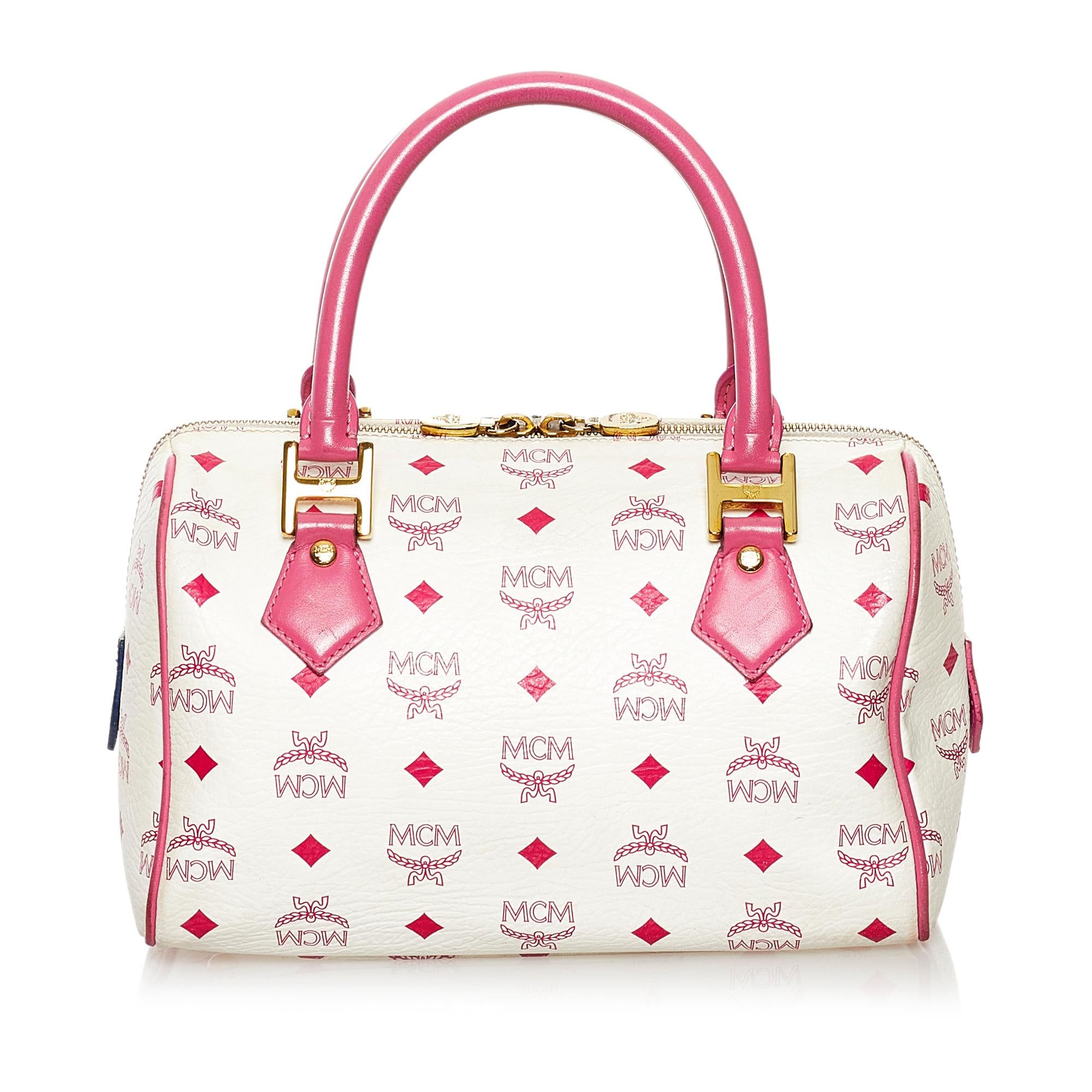 MCM Visetos Princess Lion Leather Boston Bag (SHG-32438)