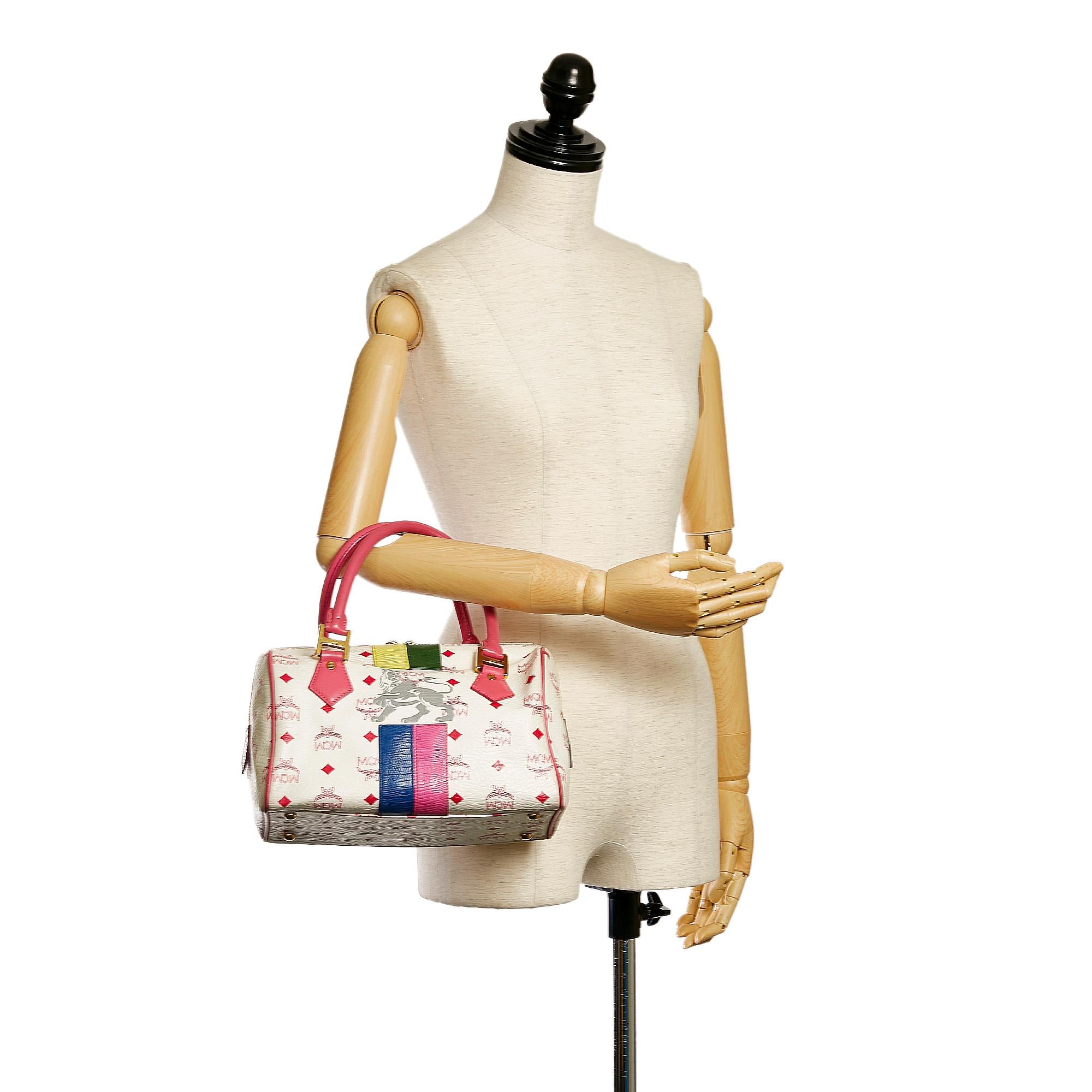 MCM Visetos Princess Lion Leather Boston Bag (SHG-32438)