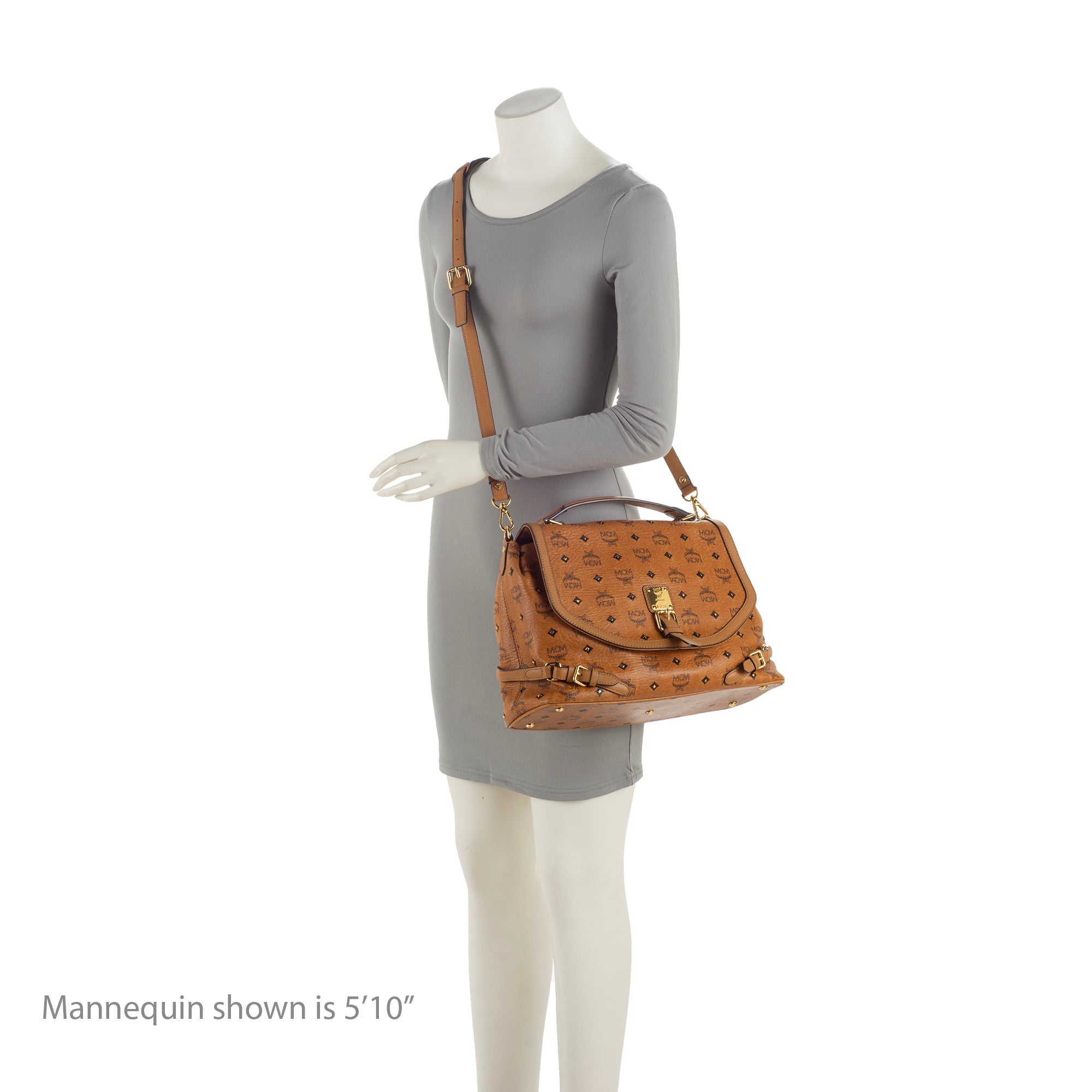 MCM Visetos Studded Top Handle Large Satchel (SHF-23828)