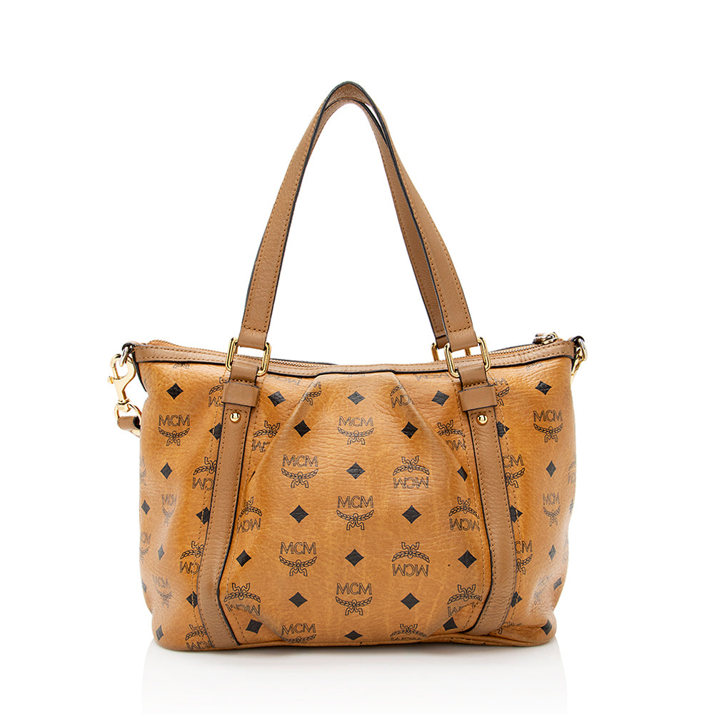 MCM Visetos Top Zip Two Way Shopper Tote (SHF-20850)