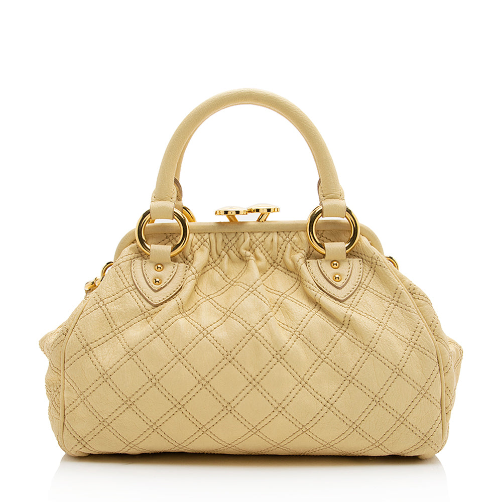 Marc Jacobs Quilted Leather Stam Satchel (SHF-19099)