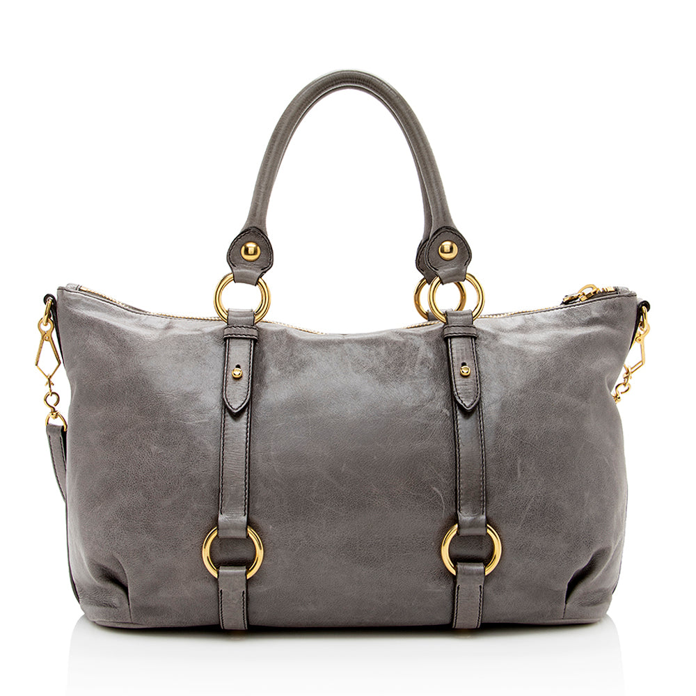 Miu MIu Vitello Belted Shine Tote (SHF-16205)