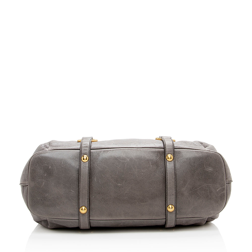 Miu MIu Vitello Belted Shine Tote (SHF-16205)