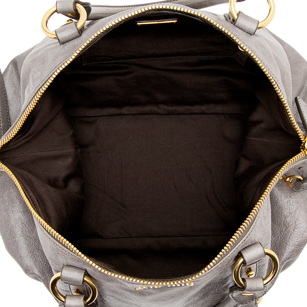 Miu MIu Vitello Belted Shine Tote (SHF-16205)