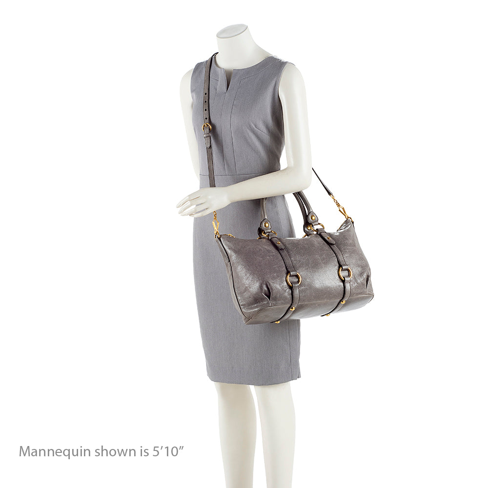 Miu MIu Vitello Belted Shine Tote (SHF-16205)