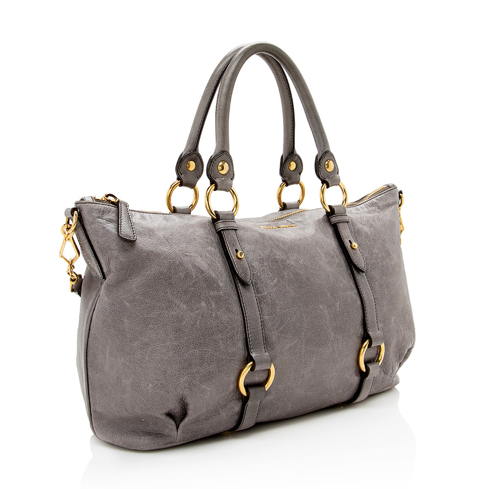 Miu MIu Vitello Belted Shine Tote (SHF-16205)