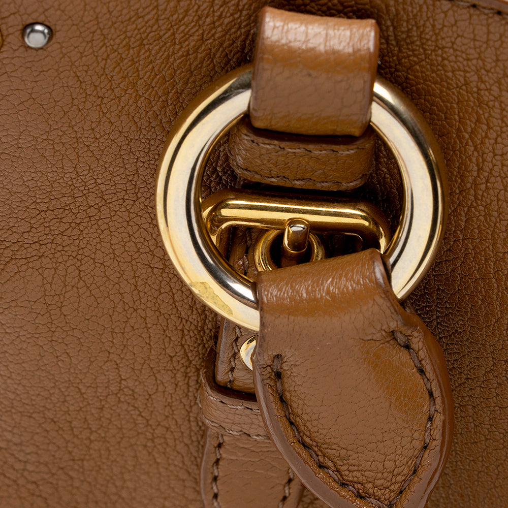 Miu Miu Leather Crystal Embellished Tote (SHF-17965)