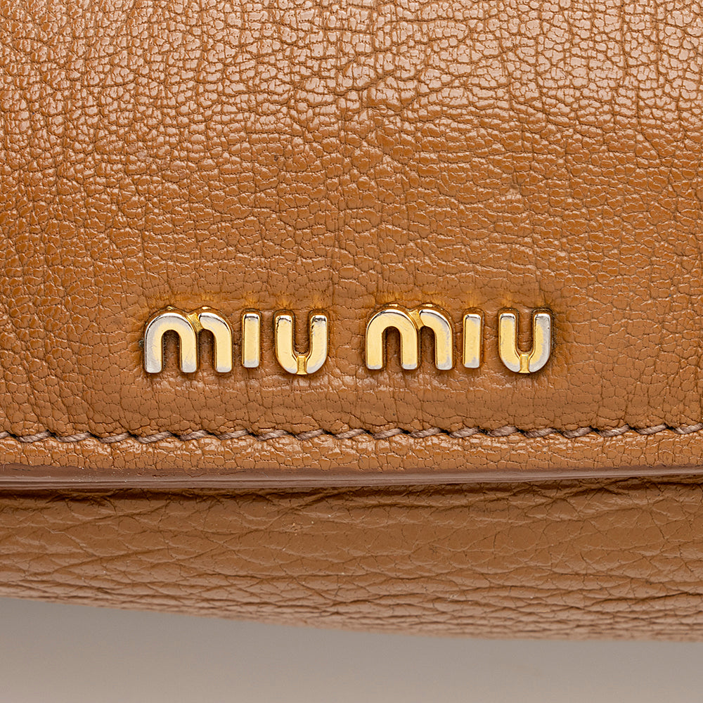Miu Miu Leather Crystal Embellished Tote (SHF-17965)