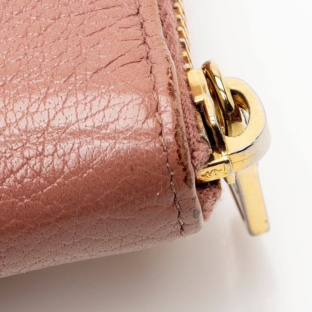 Miu Miu Leather Madras Foglio Zip Wallet - FINAL SALE (SHF-18960)