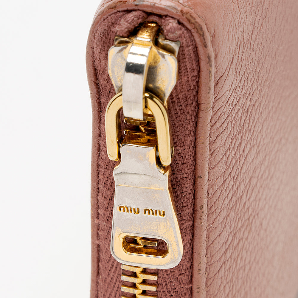 Miu Miu Leather Madras Foglio Zip Wallet - FINAL SALE (SHF-18960)