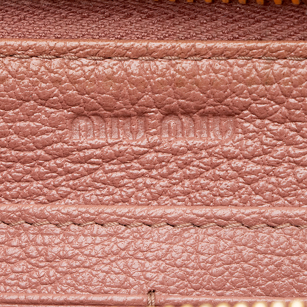 Miu Miu Leather Madras Foglio Zip Wallet - FINAL SALE (SHF-18960)