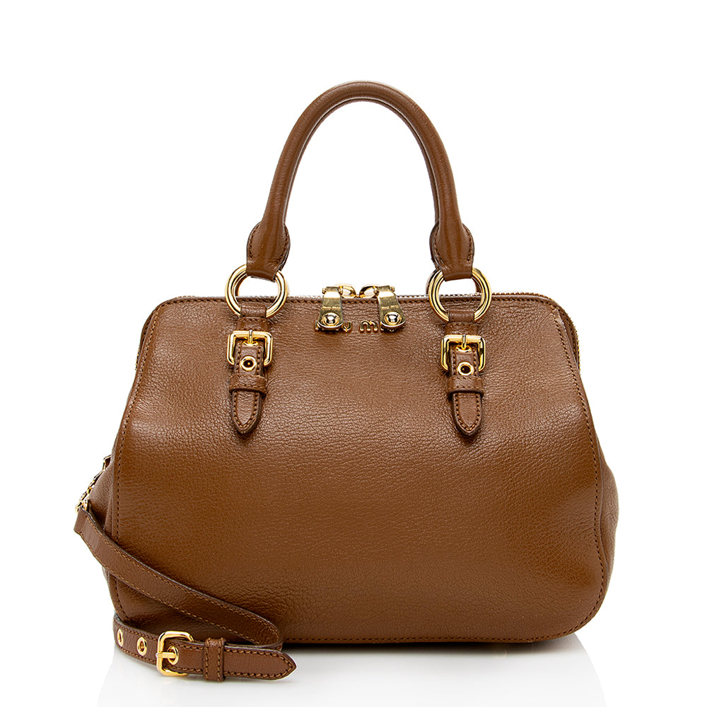 Miu Miu Leather Madras Satchel (SHF-17385)