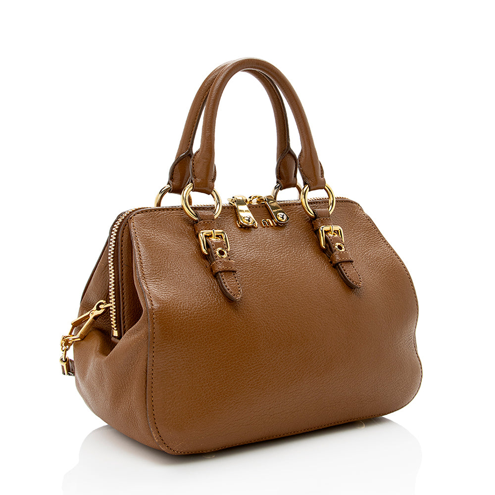 Miu Miu Leather Madras Satchel (SHF-17385)