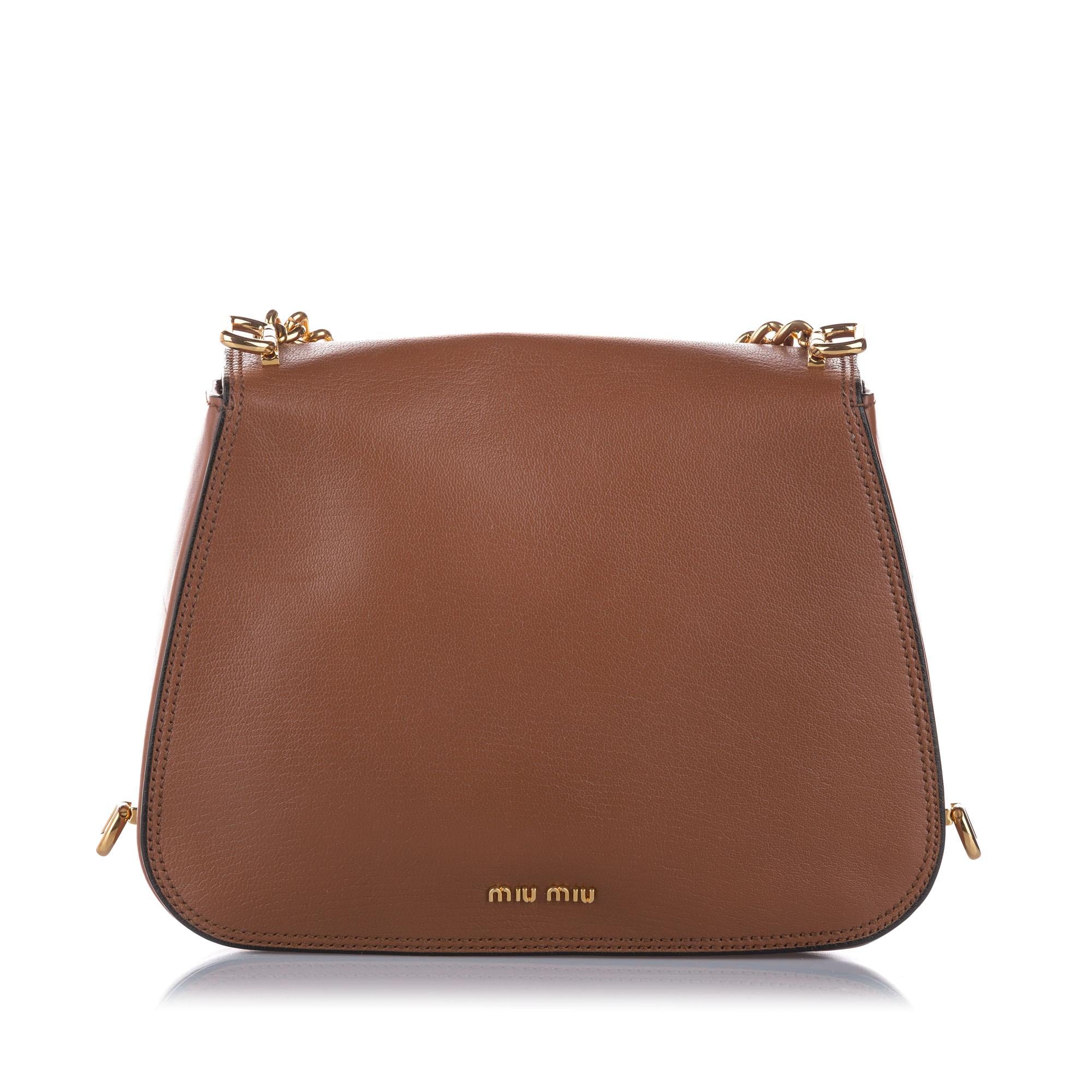 Miu Miu Madras Dahlia Leather Crossbody Bag (SHG-12869)