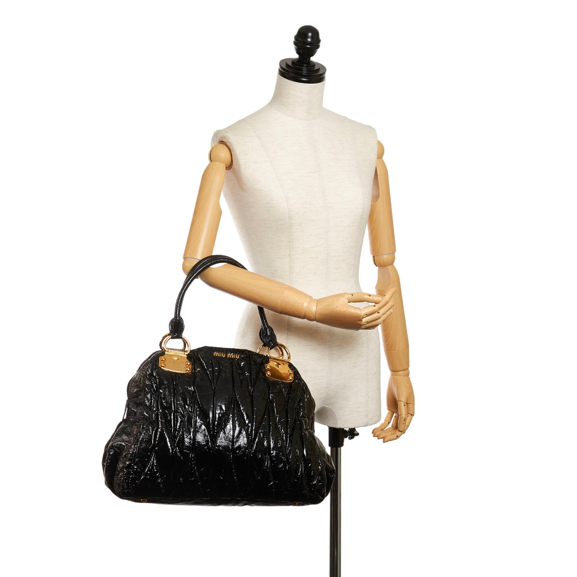 Miu Miu Matelasse Patent Leather Handbag (SHG-30085)