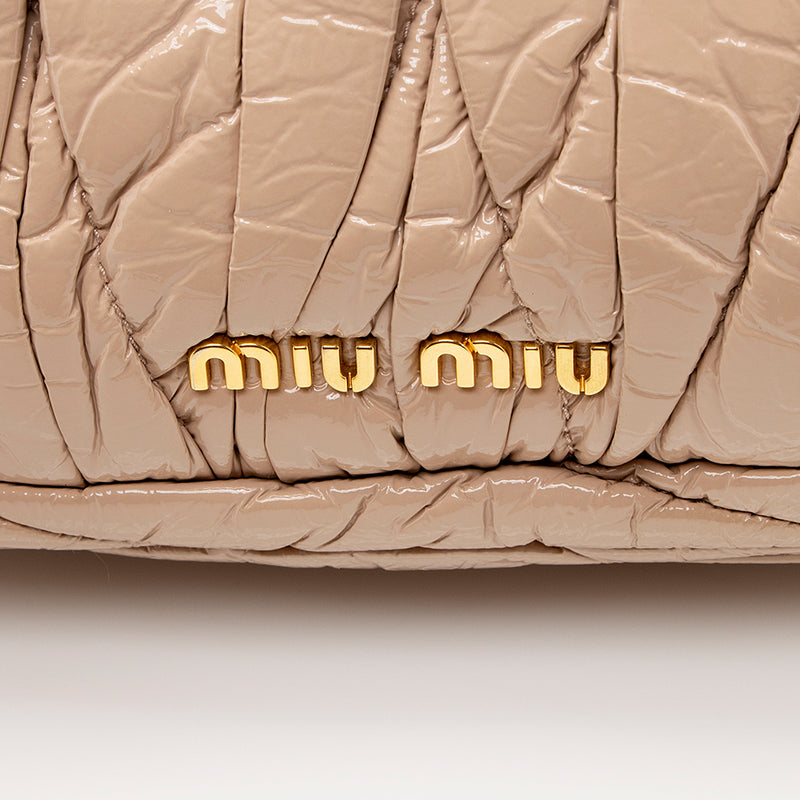 Miu Miu Matelasse Patent Leather Top Handle Flap Bag - FINAL SALE (SHF-20857)