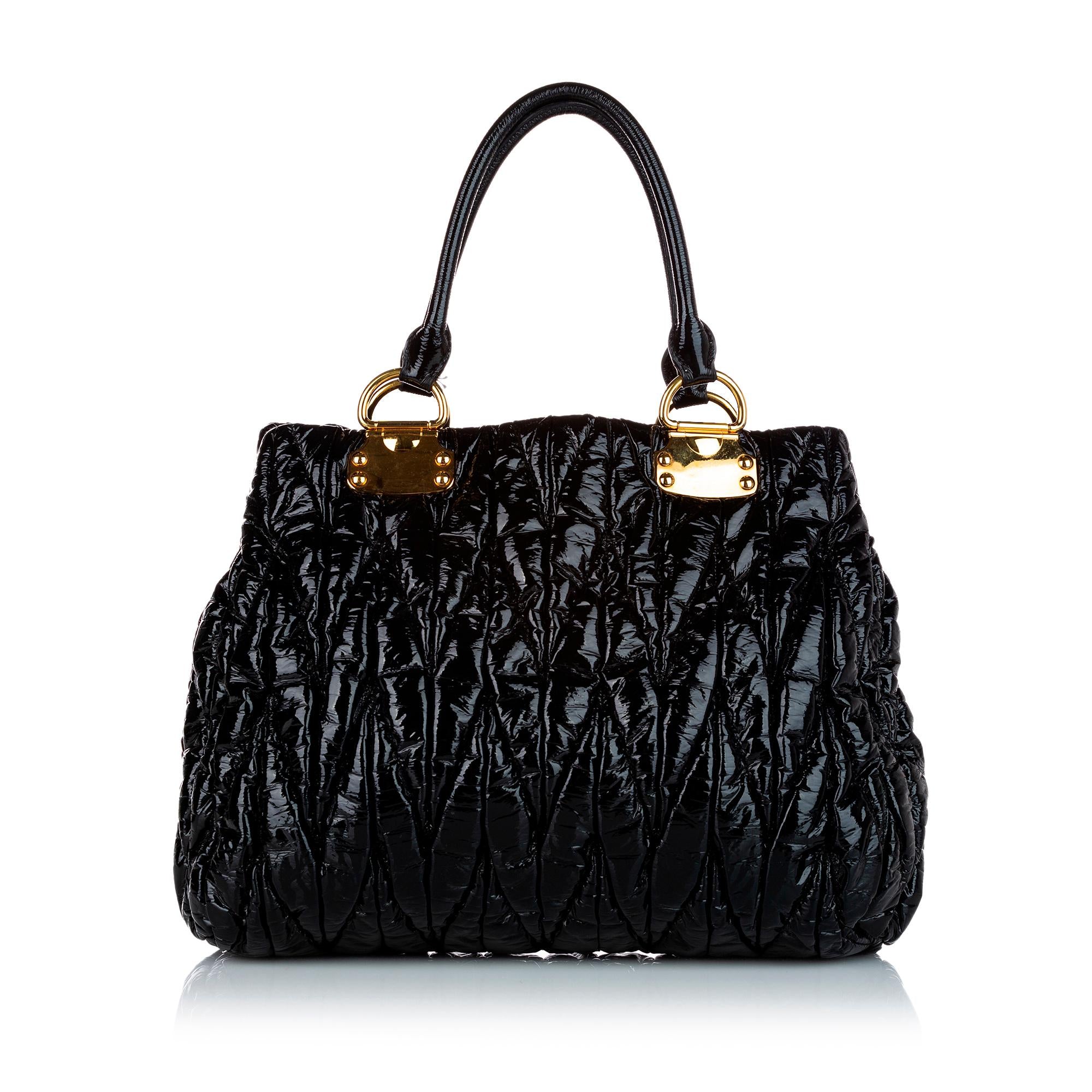 Miu Miu Matelasse Patent Leather Tote Bag (SHG-23356)