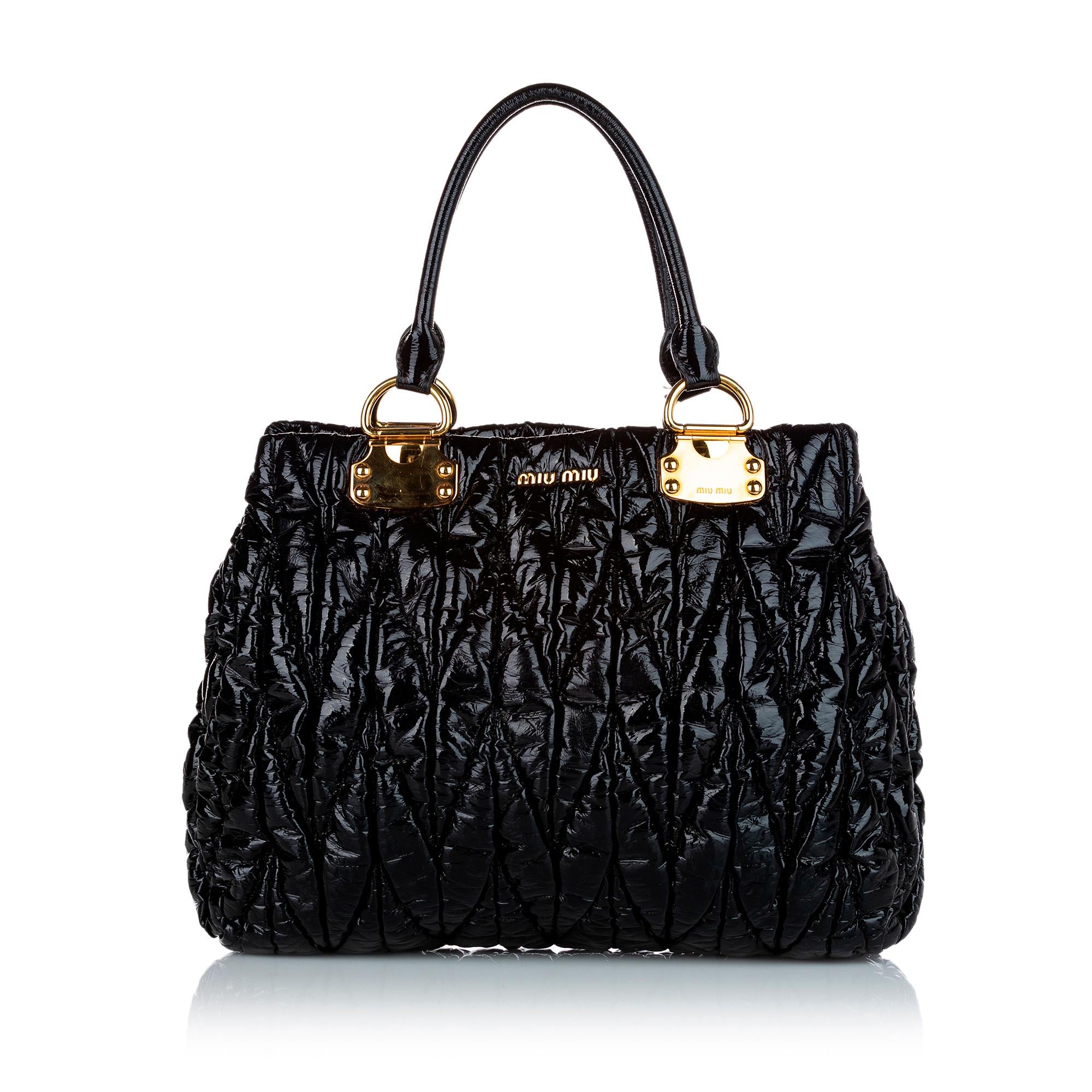 Miu Miu Matelasse Patent Leather Tote Bag (SHG-23356)