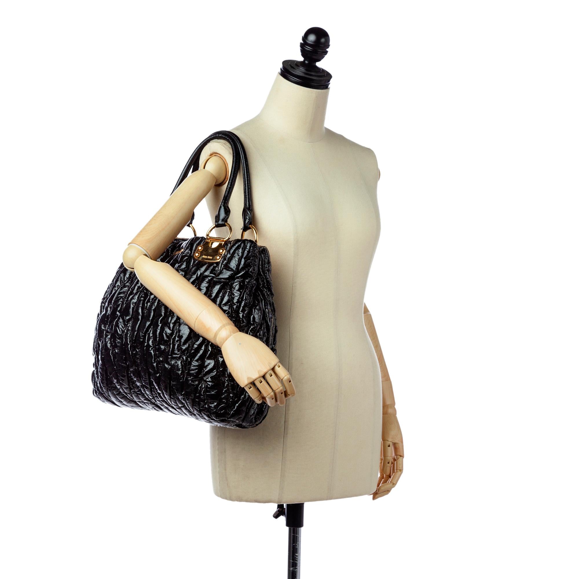 Miu Miu Matelasse Patent Leather Tote Bag (SHG-23356)