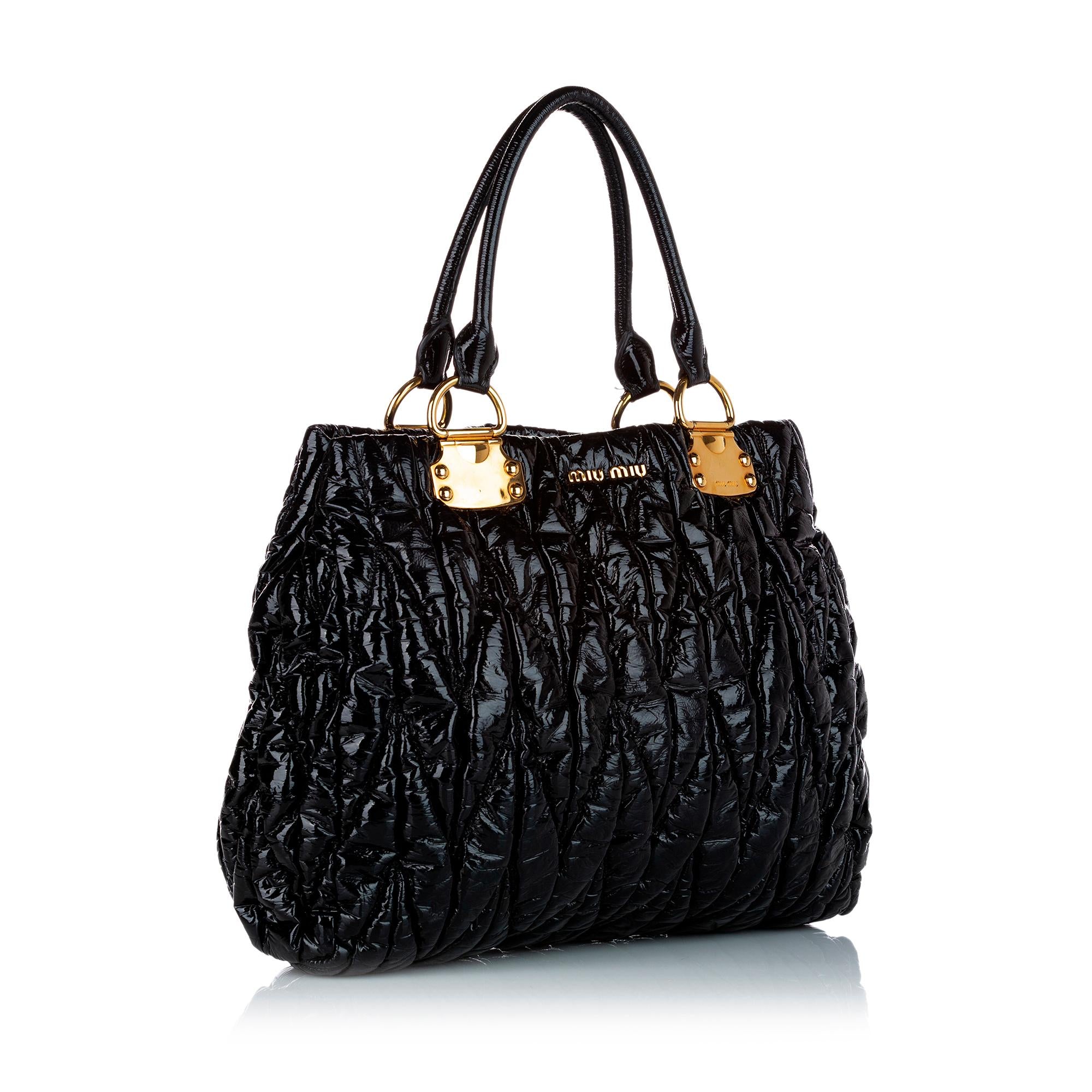 Miu Miu Matelasse Patent Leather Tote Bag (SHG-23356)