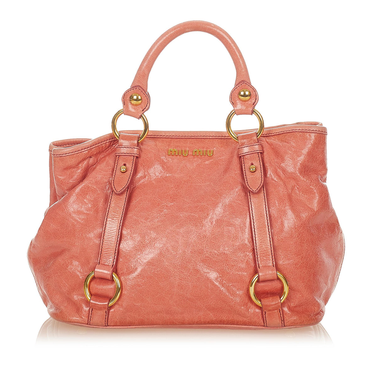miu miu hand bag vitello shine red 2way
