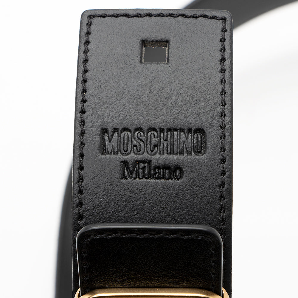 Moschino Leather Embellished Crystal Logo Belt - Size 44 / 100 (SHF-20368)