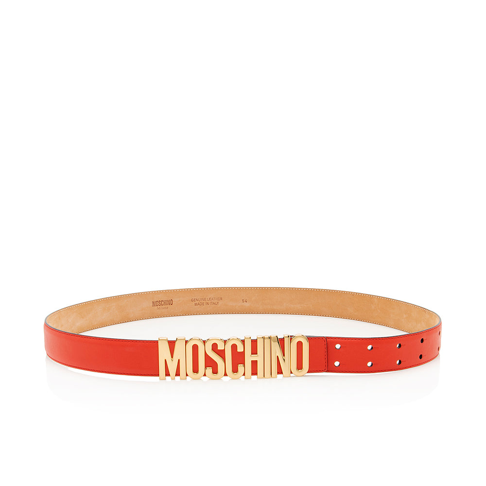 Moschino Leather Logo Belt - Size 38 / 95 (SHF-18980)
