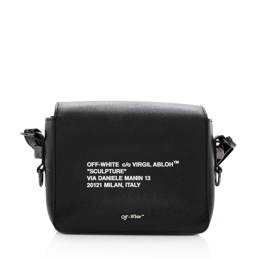 Off-White Leather Binder Clip Crossbody Bag (SHF-19149)