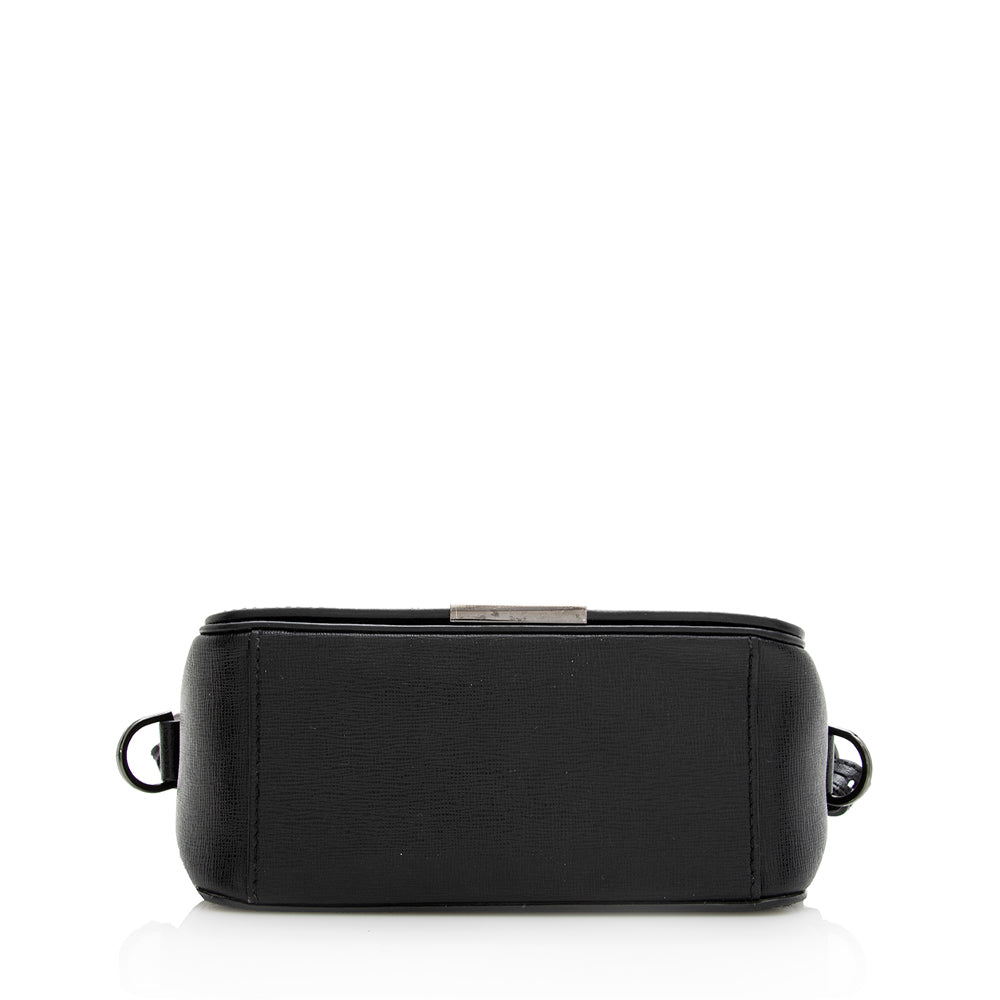 Off-White Leather Binder Clip Crossbody Bag (SHF-19149)