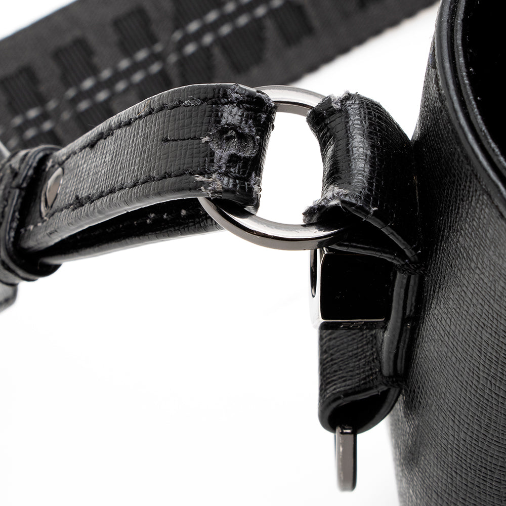 Off-White Leather Binder Clip Crossbody Bag (SHF-19149)