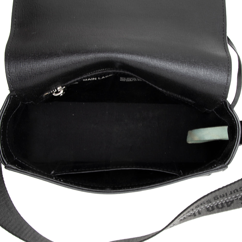 Off-White Leather Binder Clip Crossbody Bag (SHF-19149)