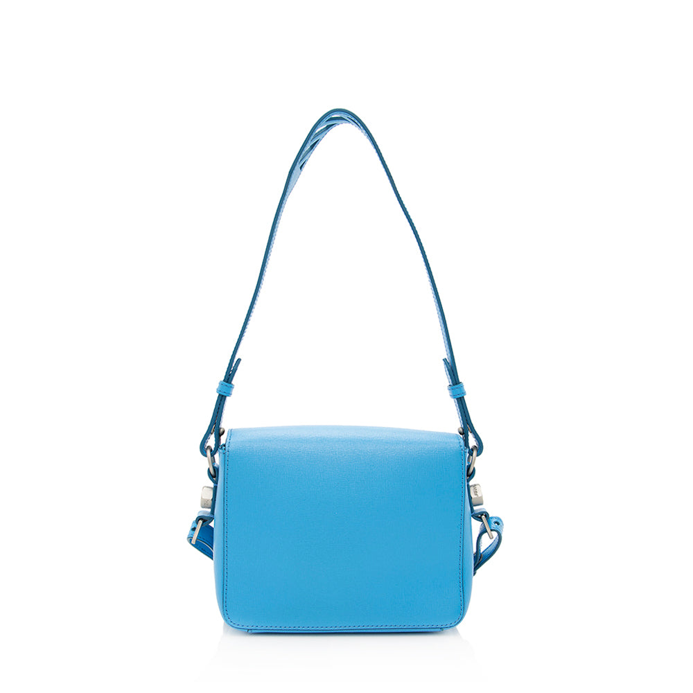 Off-White Leather Binder Clip Shoulder Bag (SHF-19471)