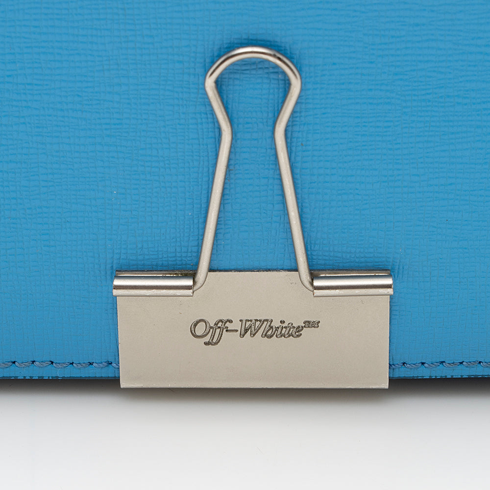 Off-White Leather Binder Clip Shoulder Bag (SHF-19471)