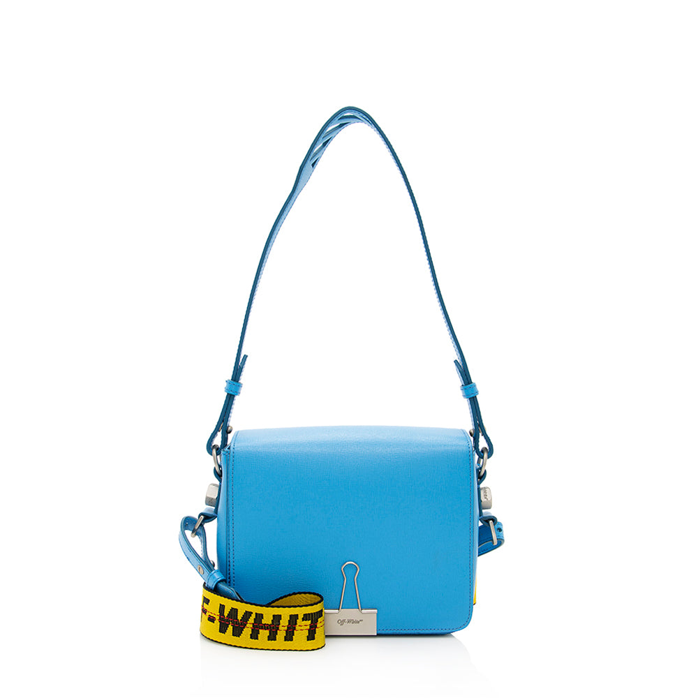Off-White Leather Binder Clip Shoulder Bag (SHF-19471)
