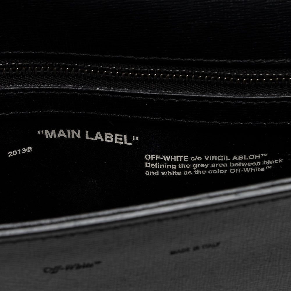 Off-White Leather Binder Clip Shoulder Bag (SHF-20660)