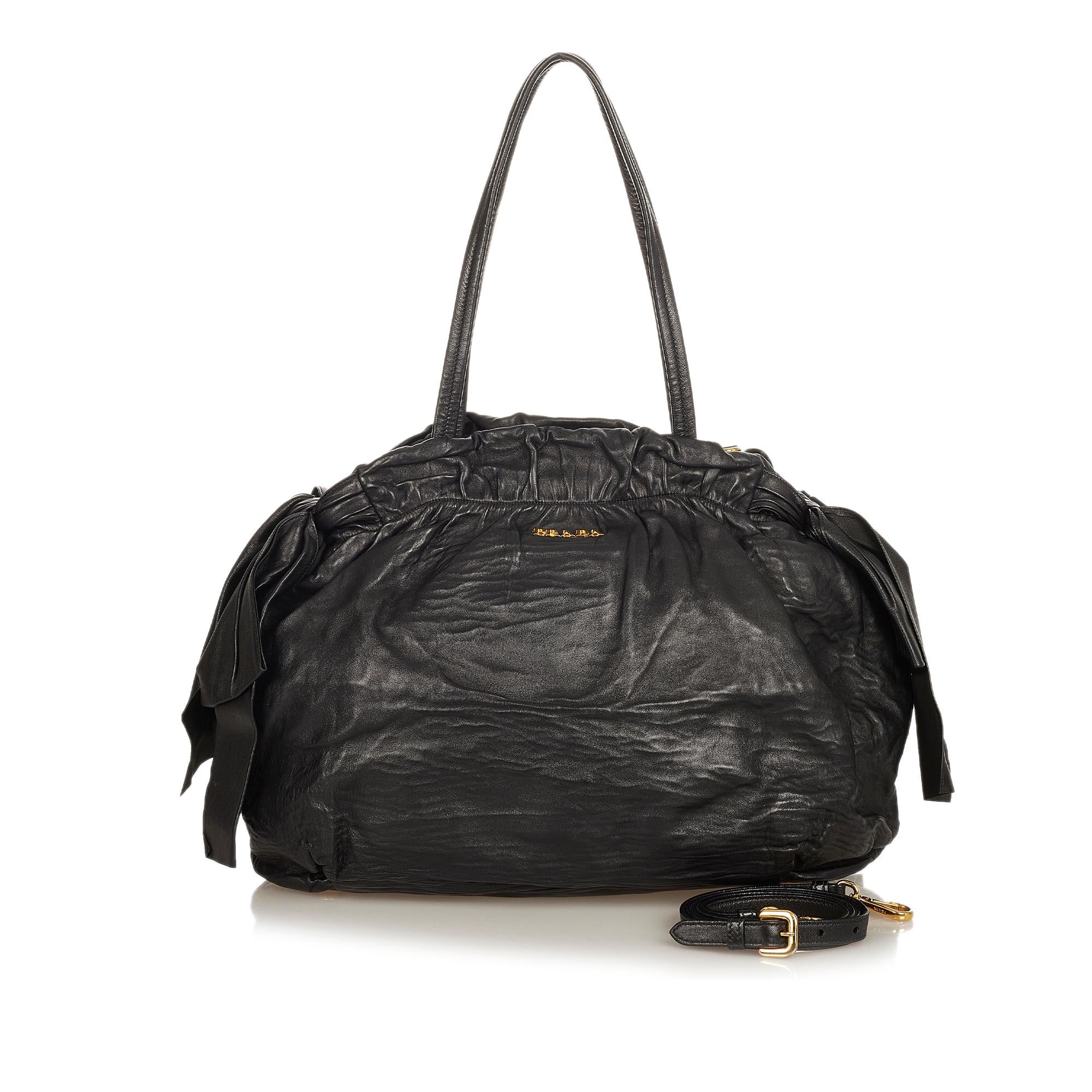 Prada Bow Leather Satchel (SHG-31911)