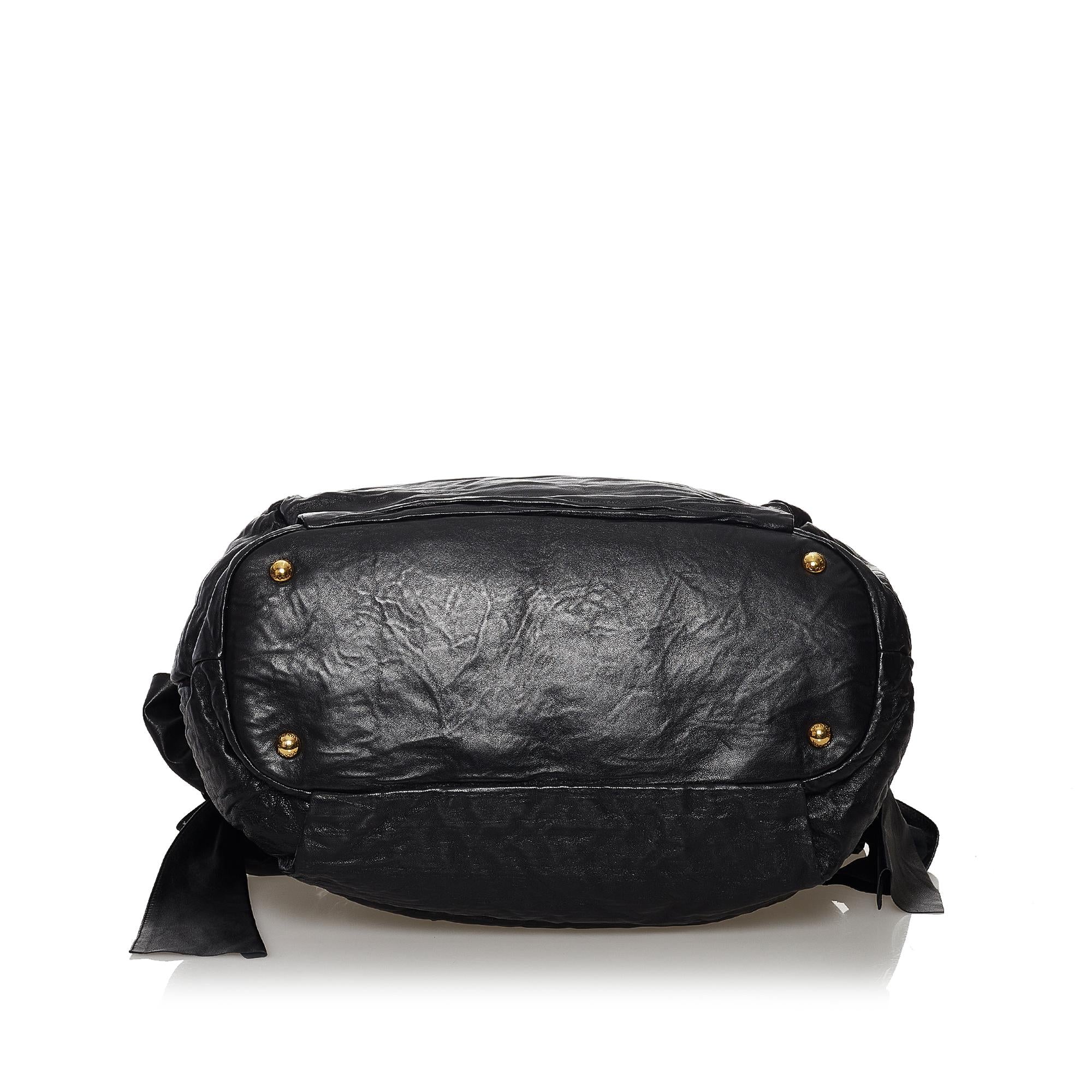 Prada Bow Nappa Leather Satchel (SHG-32593)