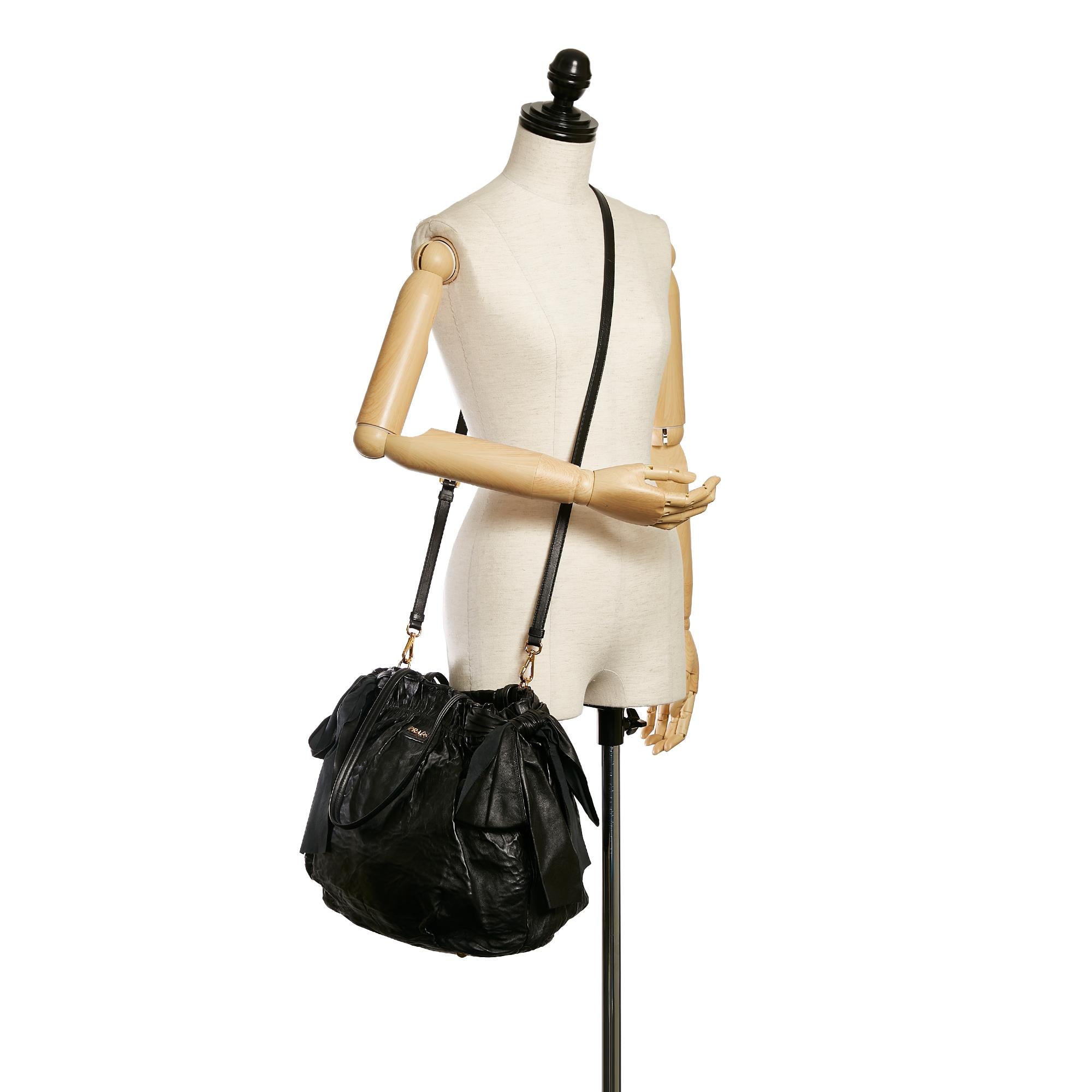 Prada Bow Nappa Leather Satchel (SHG-32593)