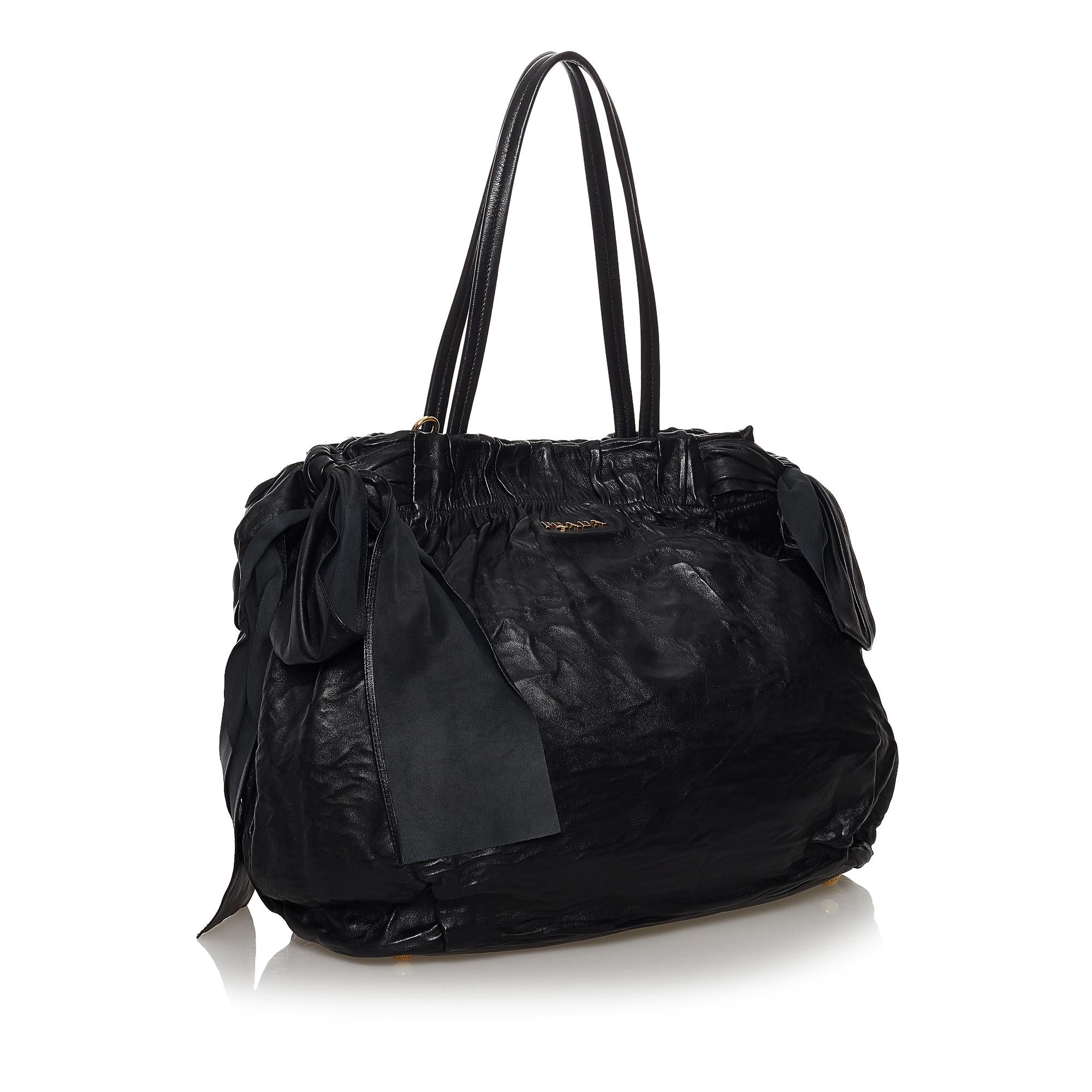 Prada Bow Nappa Leather Satchel (SHG-32593)